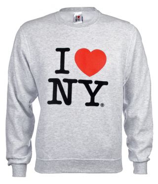 I Love Ny Crewneck Sweatshirt - Grey Adult Small