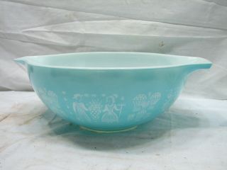 Vintage Pyrex Set of 4 Nesting Cinderella Aqua Blue Amish Butterprint Bowls 2