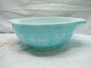 Vintage Pyrex Set of 4 Nesting Cinderella Aqua Blue Amish Butterprint Bowls 3