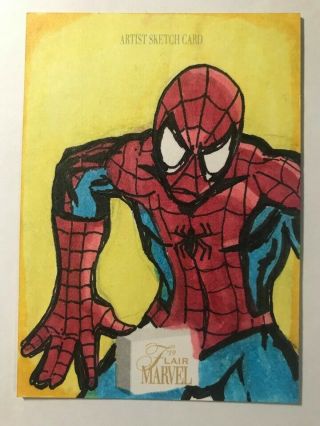 2019 Flair Marvel Artist Sketch Hand - Drawn Spider - Man Card By Unknown 1 Of 1
