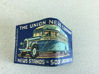 Vintage FEATURE STICKS Matchbook,  THE UNION NEWS COMPANY GREYHOUND LINES 2