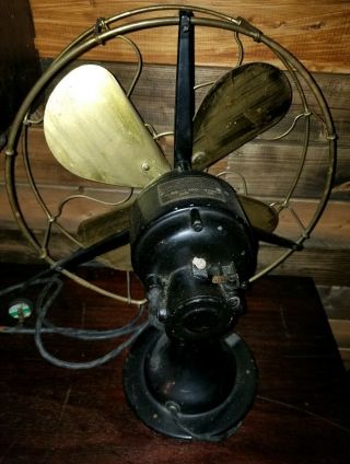 antique Electric Fan Century Industrial Vintage Old model 100 3 speed 1914 brass 4