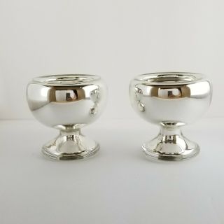 Antique Open Salt Mercury Glass Silver NEG Co Master England Glass Set 3in 2