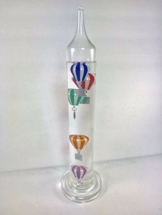 Galileo Thermometer Hot Air Balloon Temperature Gauge 13 3/4” H 2” W
