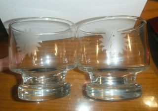 Vintage National Airlines: Two Stem Glasses Etched Sun First Class Bar Service