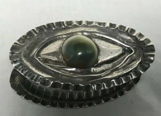 1924 Antique Hand Made Silver Glass Eye Snuff Box / Pill Box 2.  75” Sign