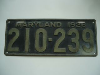 1925,  1926 & 1927 Maryland Car License Plates.  Cond. 3