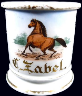 Antique 1900s Hand Painted Horse Trainer Jockey Occupational Shaving Mug C Zabel