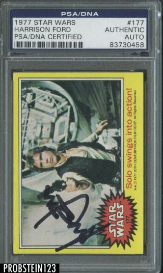 1977 Topps Star Wars 177 Harrison Ford Signed Auto Autograph Psa/dna