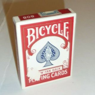Vintage Red Bicycle Fan Back 808 Playing Cards W/ Box Tax Stamp