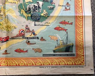Vintage 1948 Pleasure Map of Ceylon Colorful Pictorial Map by Saradias 3