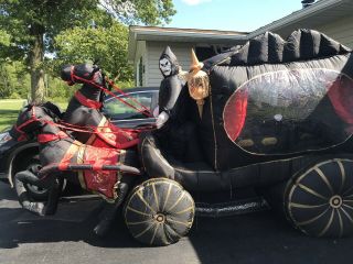 Carriage Hearse W/ Reaper Rising Coffin Gemmy Airblown 12’ Halloween Inflatable