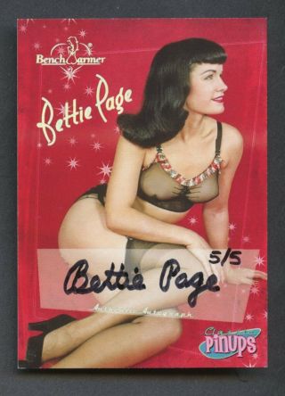 2006 Benchwarmer Classic Pinups Bettie Page Signed Auto 5/5
