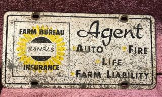 Vintage Kansas Farm Bureau Insurance Agent License Plate
