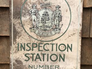 Ultra RARE 1940’s MAINE Motor Vehicle Inspection Station Composition Sign 3