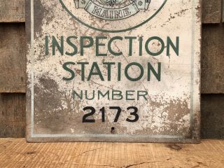 Ultra RARE 1940’s MAINE Motor Vehicle Inspection Station Composition Sign 4