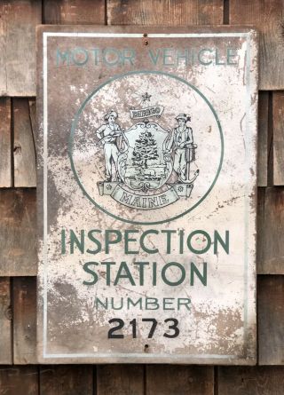 Ultra RARE 1940’s MAINE Motor Vehicle Inspection Station Composition Sign 6