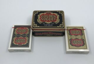 Vintage Golden Nugget Casino 1977 Playing Cards 2 Decks With Tin