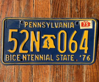 Vintage 1975 75 Pennsylvania Pa License Plate “bicentennial State 76” 52n - 064