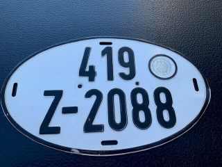 German Export License Plate Number Tag – Oval – Plate 419 Z - 2088