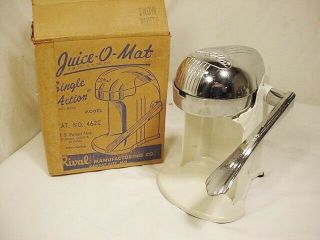Vtg White Rival Juice - O - Mat Juicer Press Art Deco 462 - C Usa Box Quick