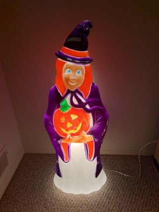 40 " Halloween Plastic Blow Mold Witch Holding Jack 