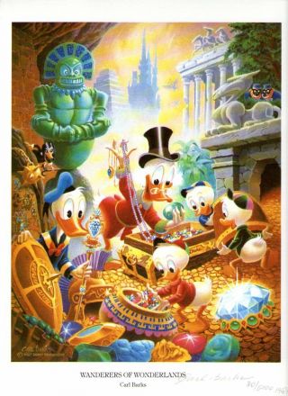 Carl Barks Signed Print 673/5000 Disney Donald Duck1981 Wanderers Of Wonderlands
