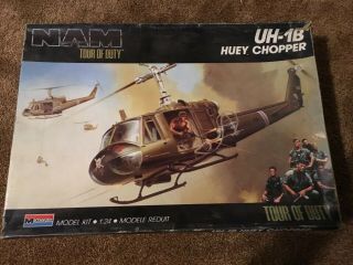 Vintage Nam Tour Of Dury Uh - 1b Huey Chopper Model Helicopter Kit