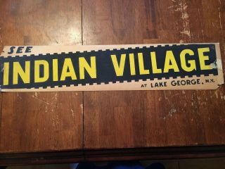 1960’s Cardboard Bumper Sticker,  Indian Village,  Lake Gorge,  Ny