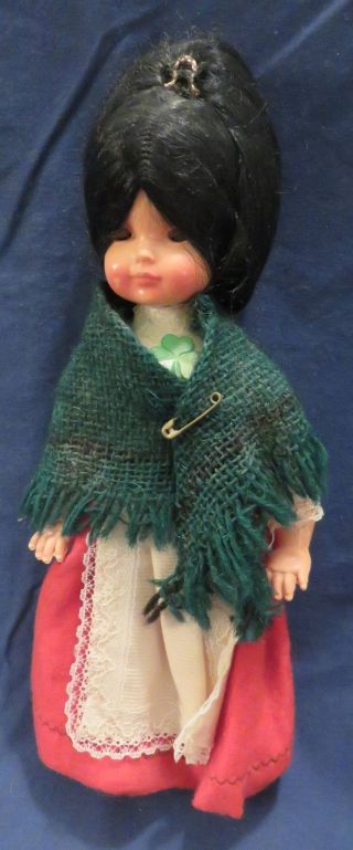 Vintage 1970s Irish Lass Ireland 9 " Collector Doll Souvenir Travel Shawl Celtic