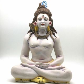 Handcrafted Clay India God Lord Shiva Siva In Meditation Idol Murti Statue 14.  2 "