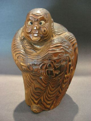 Vintage Cryptomeria (japanese Cedar) Wood Budda Figurine Hand Carved Carving
