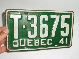 1941 Quebec License Plate Taxi Cab Canada Tag Sign Automobile