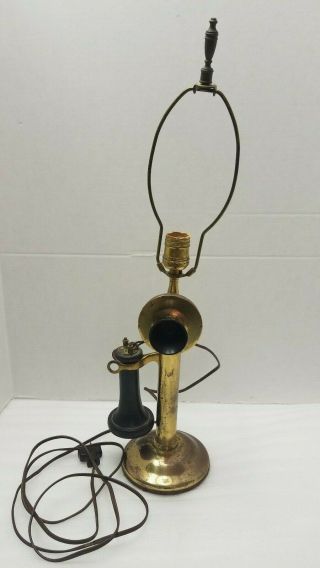 Vintage Antique Western Electric Candlestick Telephone Table Lamp Brass