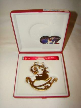 1991 Georg Jensen Mobile Ornament " A Christmas Deer ",  24k Gold Plated,  Box