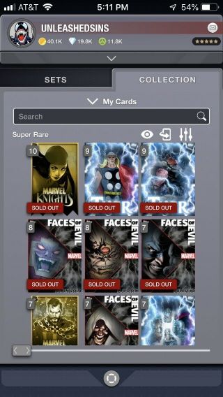 Topps Digital Marvel Cards On Account (foe Set) (thorsday Set) Much More