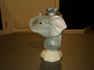 Vintage Ceramic Elephant Head Cigarette Lighter Made In Japan 6 " Rare