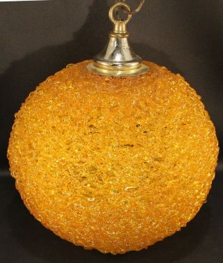 Vintage Mid Century Orange Lucite Spaghetti Swag Light Lamp Globe 8 " Dia.  Exc 2