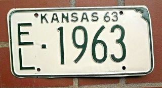 1963 Kansas Ellis County License Plate / E/l 1963