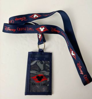 Disney Cruise Line Dcl Navy Blue Lanyard Wallet And Id Holder