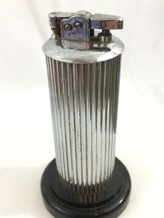 Vintage Polo Table Lighter - Ribbed Chrome Base — Made In England