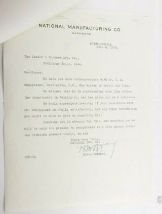 1934 Lamson Goodnow National Manufacturing Co Sterling Il Letter Ephemera P843g