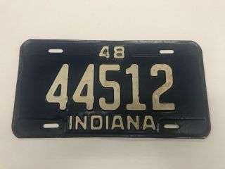 1948 Vintage Indiana License Plate - 5 Digits - 44512 -