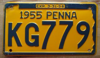 Pennsylvania 1955 License Plate Kg779