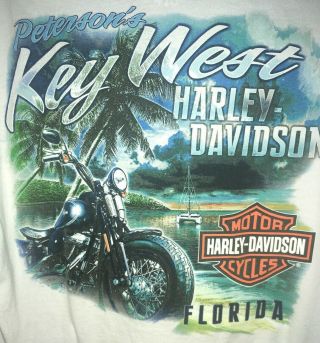 Vintage Harley Davidson T - Shirt Key West White Large Mens