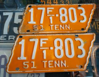 Vintage 1951 Tennessee License Plates Truck Tags Obion County
