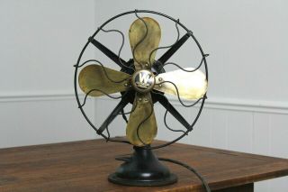 Vintage Westinghouse Electric Table Fan Brass Blades 12 ",  17 " Tall Old Decor