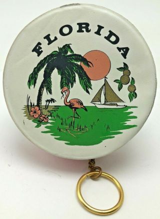 Vintage Childs Doll Coin Purse Souvenir Florida Pink Flamingo Beach
