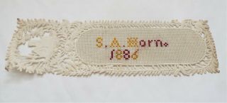 Antique Victorian Bookmark 1886 Named Punched Card Cross Stitch Bookmark