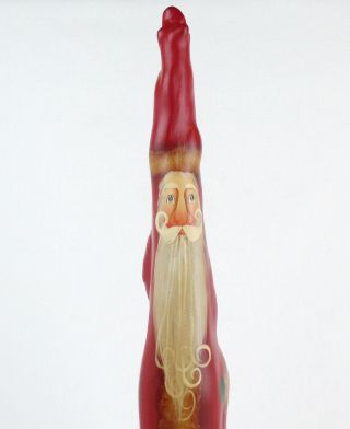 Hand Painted Wood Tall 19 1/2 " Santa Claus Folk Art Sculpture Cypress Knee